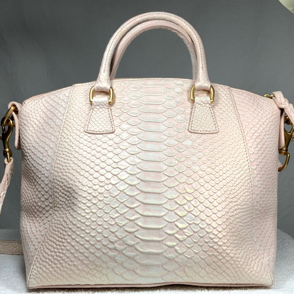 Dooney & Bourke Large Naomi Pink Snakeskin Satchel - Picture 4 of 16